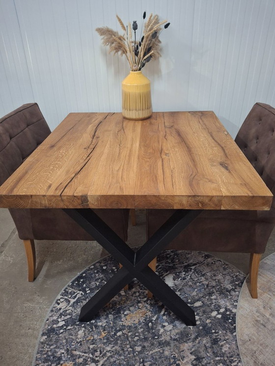 Image 1 of Robust Dining Table Made of Oak Wood 100x95 cm, New