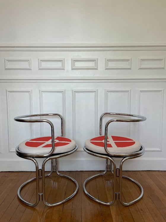 Image 1 of Gae Aulenti, pair of chrome steel armchairs