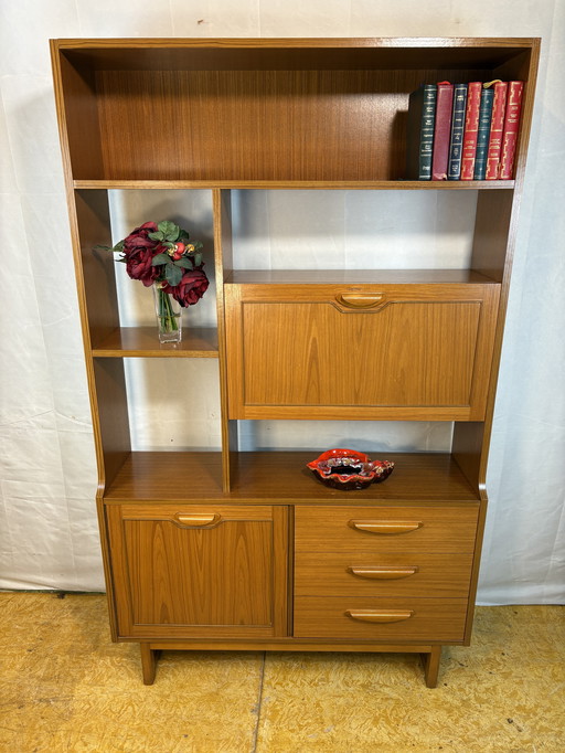 Mid-Century Retro Vintage Room Divider / Shelving Unit by Stonehill - Stateroom Range 1970s. Cocktail Flap • Drawers • Statement