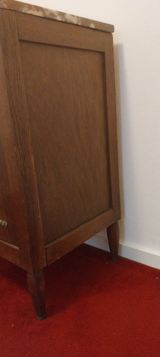 Image 1 of Wooden Nightstand With Marble Top