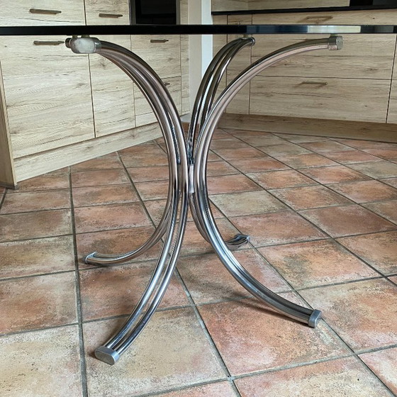 Image 1 of Roche Bobois table. 1970. Chrome and smoked glass.