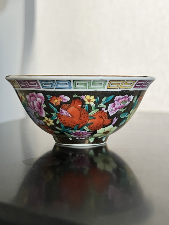 Image 1 of Set di 12 ciotole in porcellana antica cinese Mille Fleur Famille Rose vintage