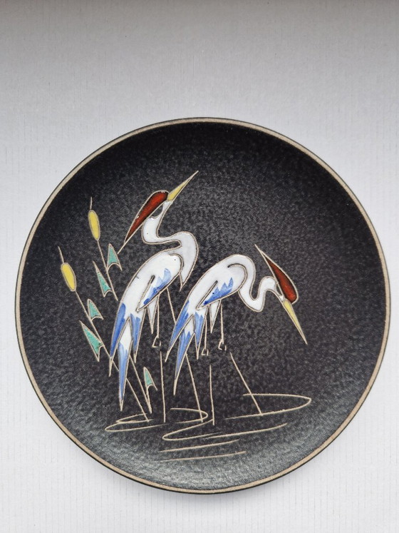 Image 1 of Ruscha.Wall plate with cranes.50'Germany.