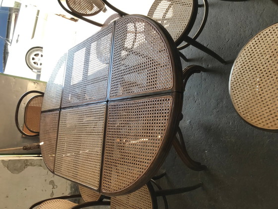 Oval Dining Chairs & Table in Wood Cane, Germany, 1960s, Set of 7 – Dining set, Mid Century Modern (photo 5 of 12)