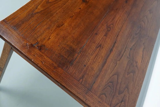 Image 1 of Antico tavolo da pranzo rustico francese in rovere, inizio XX secolo