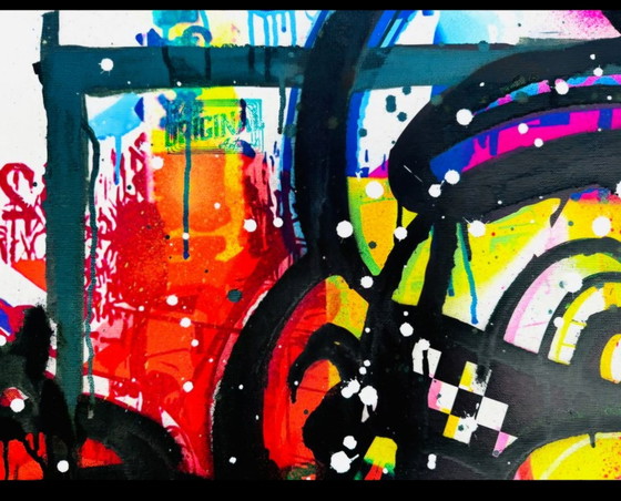 Mikko - Super Mario Bros City Pop Tribute - 95x95 - signed with COA, Paintings & Drawings, Canvas, Black (photo 3 of 6)
