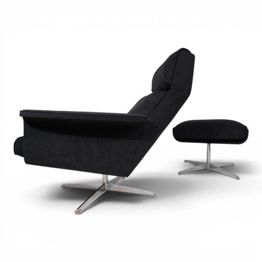 Sillón reclinable Kaufeld Siesta 62 con otomana, diseñado por Jacques Brule en 1960.