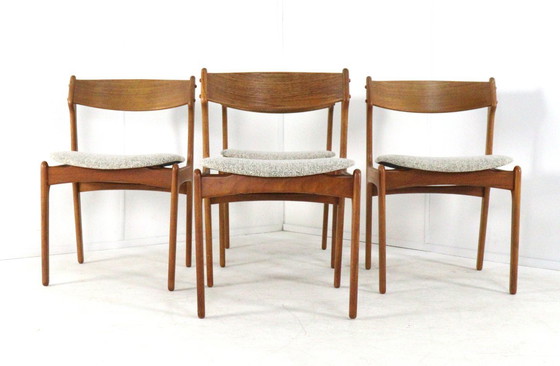 Image 1 of Set di 4 sedie da pranzo vintage di Erik Buch O.D. Mobler, modello 49, appena rivestite.