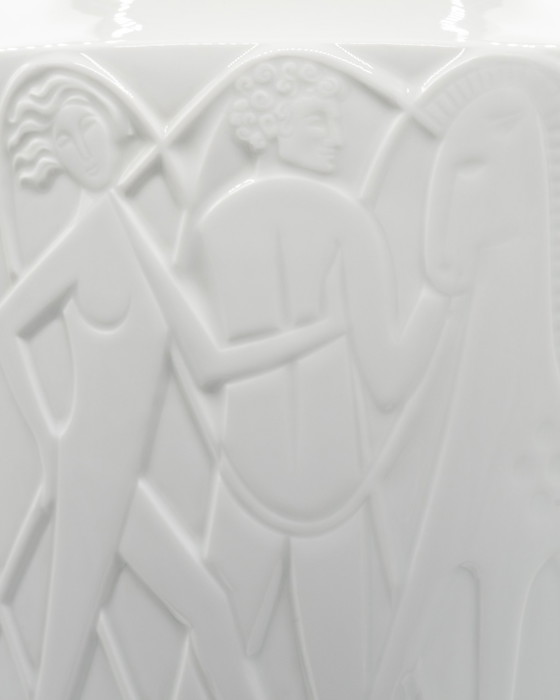 Image 1 of Rare 49cm Porcelain Floor Vase Edelstein Bavaria Art Déco Relief Kurt Wendler 57