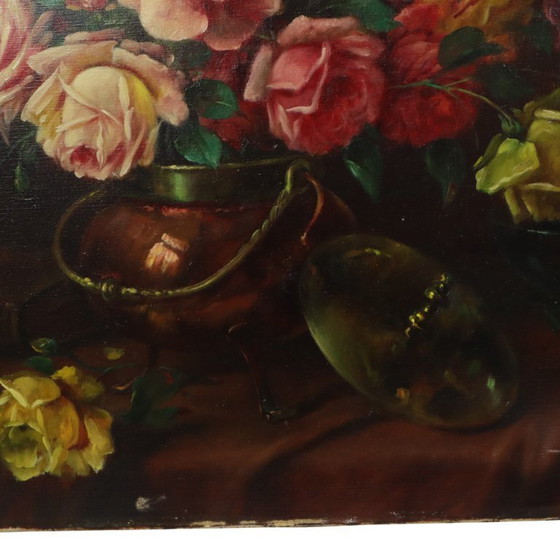 Image 1 of Large Flower Painting Still Life Roses 100x60cm