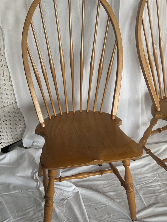 Image 1 of Windsor slatted chairs, 4 pieces, vintage dining room chairs, wood