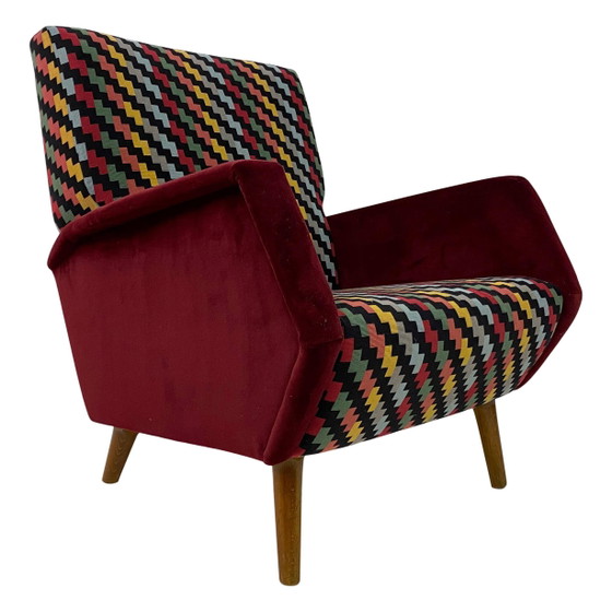 Gio Ponti Stuhl Mod. 110 mit Fornasetti Originalstoff für Cassina 1953 – Esszimmerstühle, Wood (photo 2 of 28)