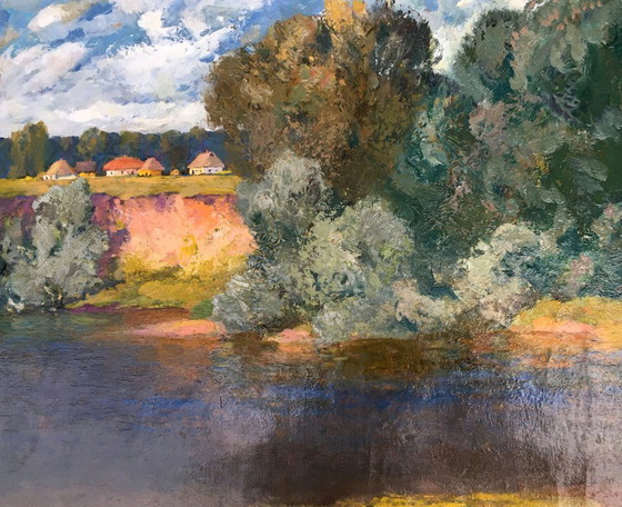 Image 1 of Originales Vintage-Ölgemälde: Ländliche Landschaft, Naturlandschaft
