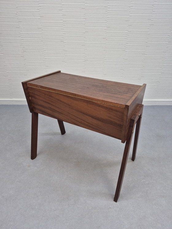 Vintage teak wood sewing thread/supplies table/cabinet. – Side tables (photo 8 of 13)