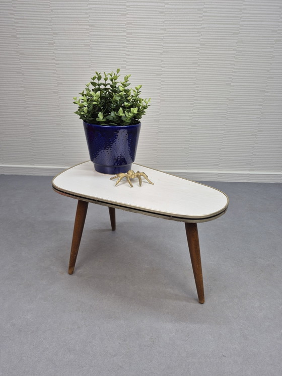 Image 1 of Vintage Plant Table with Light Wood-Look Formica Top.