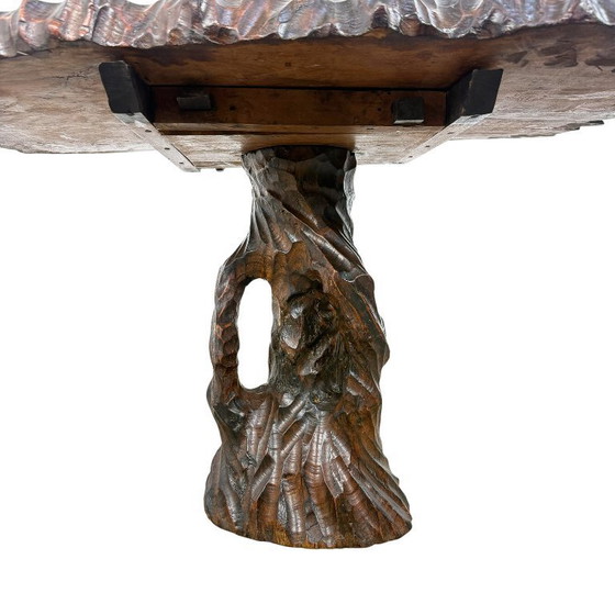 Image 1 of Hand-carved organic side table made of camphor wood – sculptural brutalist design