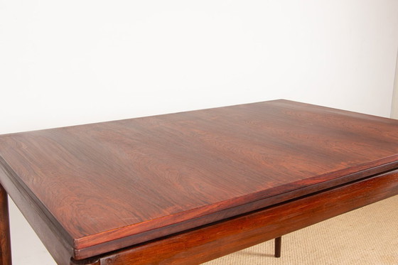 Image 1 of Tavolo da pranzo danese allungabile in palissandro e ottone di Poul Volther per Frem Møbelfabrik 1960.