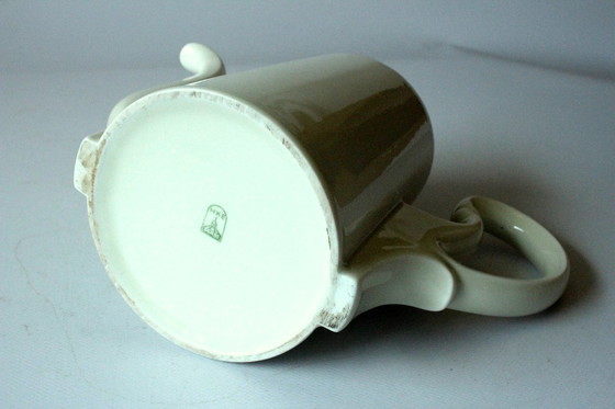 Image 1 of Caffettiera HKE in porcellana di alta qualità con coperchio scaldavivande in metallo argentato.