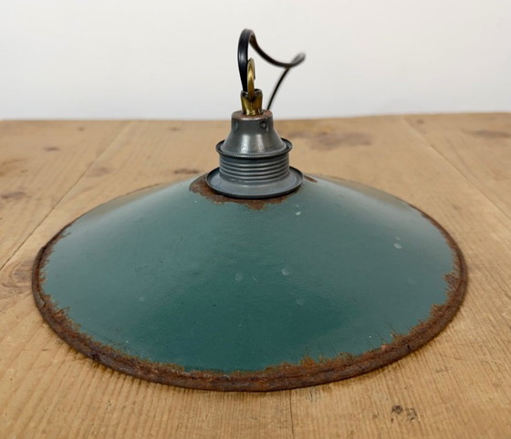 Lampada industriale smaltata verde, anni '50 – Lampade a sospensione, Ferro (photo 12 of 16)