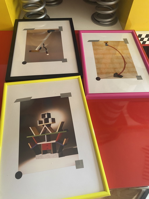 Obra de arte de técnica mixta, original de 1981, del Grupo de Diseño Memphis, Ettore Sottsass. – fotografie, Paper