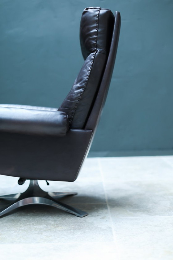 Image 1 of Poltrona vintage De Sede DS-31 | Schienale alto girevole | Pelle marrone | Anni '70