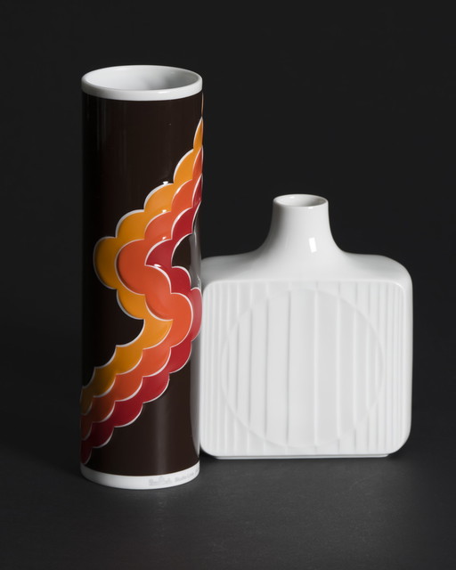 Curated ROSENTHAL & FÜRSTENBERG Vase Duo Geometric Relief & Pattern 70s Retro