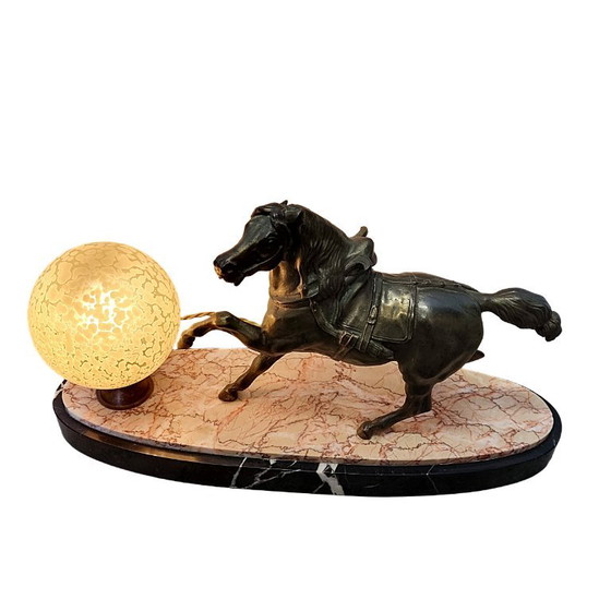 French Art Deco Horse Lamp from the 1930s – Table lamps, Marble (photo 3 of 9)