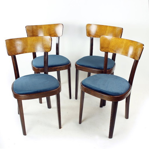 Ensemble de quatre chaises de salle à manger Tatra, Tchécoslovaquie, années 1950