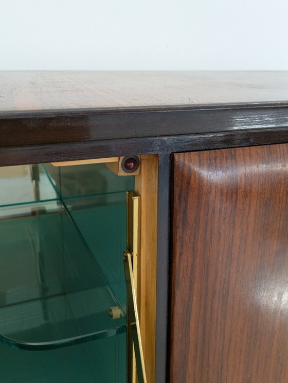 Image 1 of Buffet - Cristal, laiton, palissandre, parchemin - années 1950