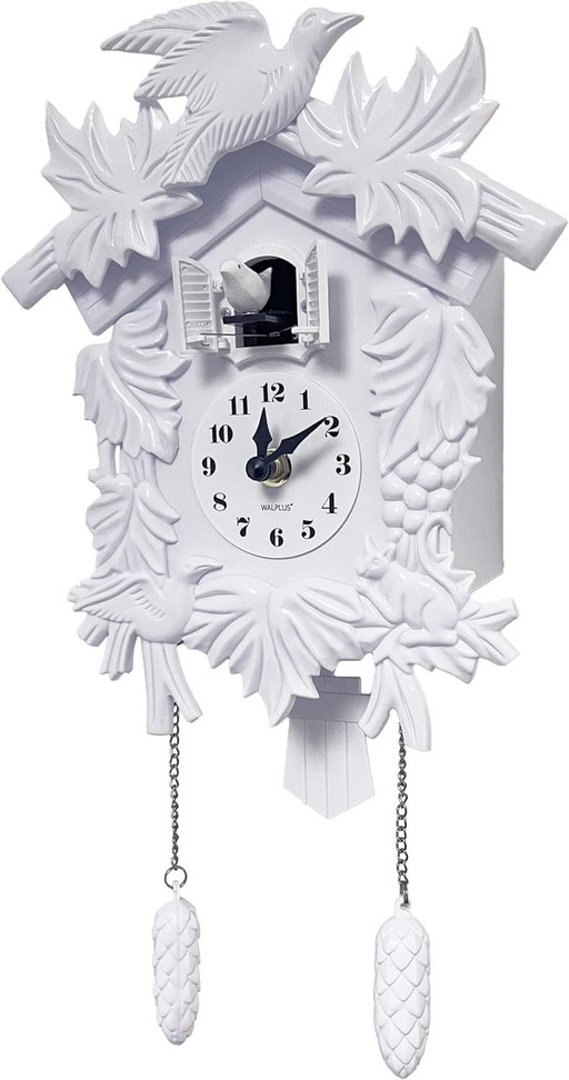 WALPLUS 20.2X37Cm White Vintage Cuckoo Clock With Cuckoo Call Simple Fashionable Antique Style Garland Clock Home Diy Decoration