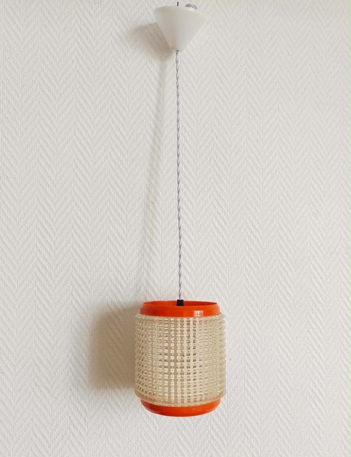 Space Age Orange Pendant Lamp 1970 – hanglampen, Plastic, Vintage (photo 2 of 11)
