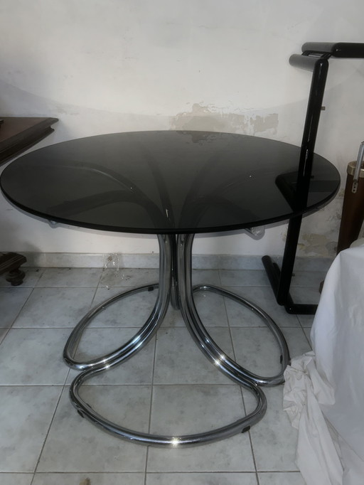 Tavolo da salotto in vetro fumé design italiano Giotto stoppino 60/70