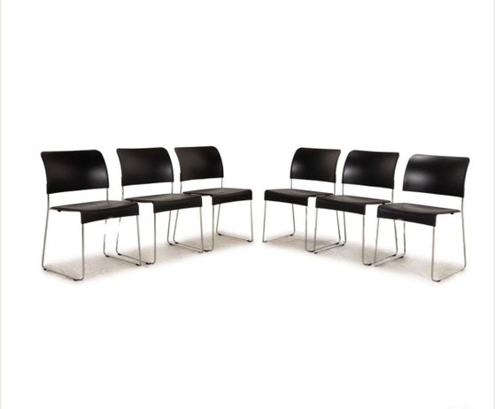 6x Sedia Originale Vitra SIM – Jasper Morrison – Nero – Sedie impilabili – Sedie da pranzo, Plastica, Cromo (photo 8 of 8)