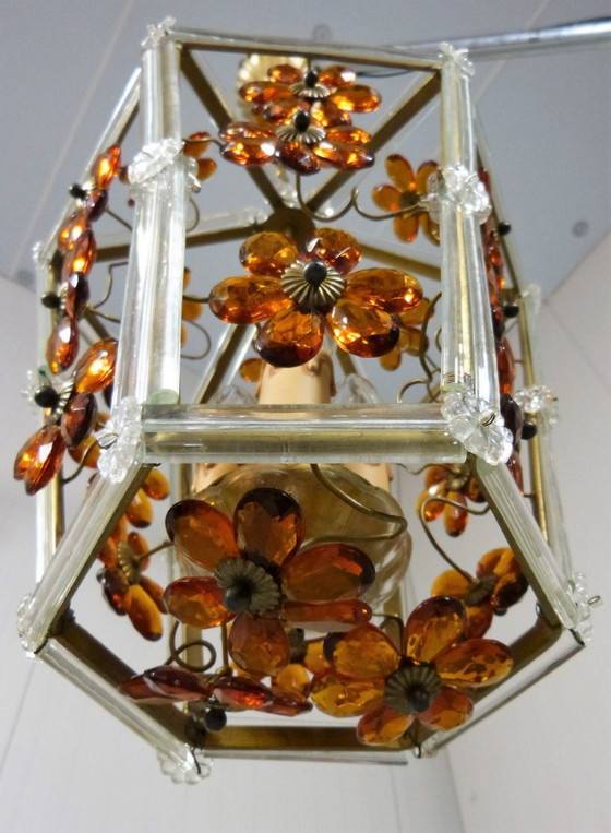 Image 1 of Lampada a sospensione a forma di fiore in vetro, Italia anni '50