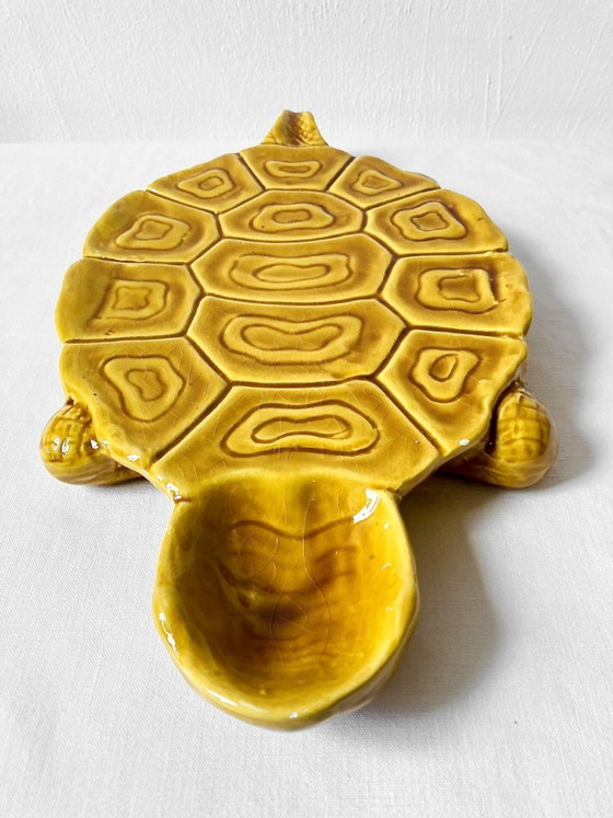Large mustard yellow earthenware turtle dish, vintage 1950s-1970s – Table accessories, Ceramic (photo 3 of 12)