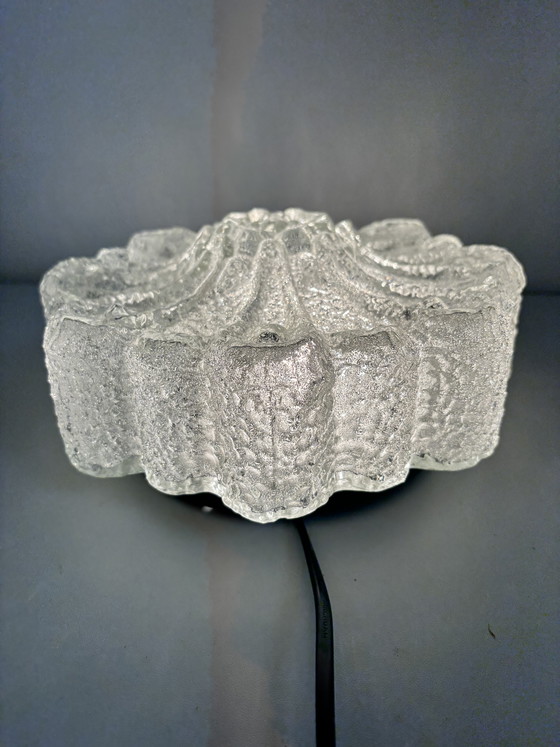 Image 1 of Vintage Ijsglas Plafonnière "Morgenstjerne" Iced Flower– West-Duitsland