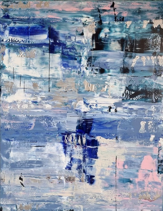 Image 1 of Frances Eckhardt - 70x90 handgeschilderd abstract schilderij modern hedendaags paars tinten
