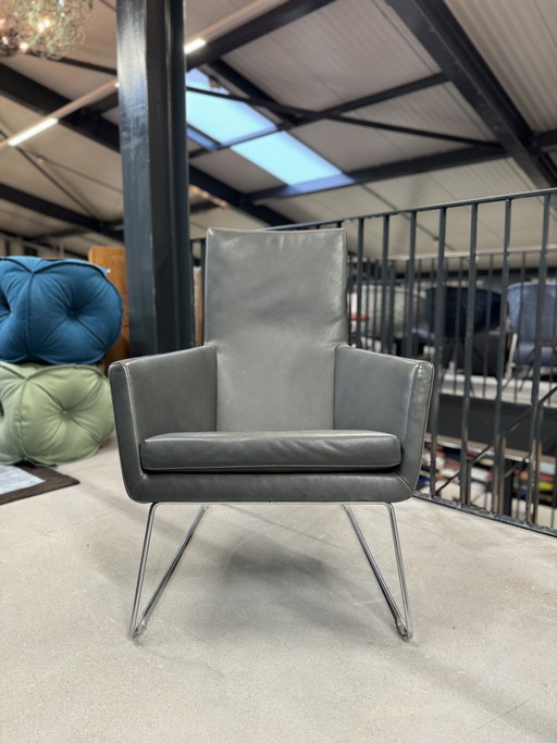Label Fauteuil Don cuir gris