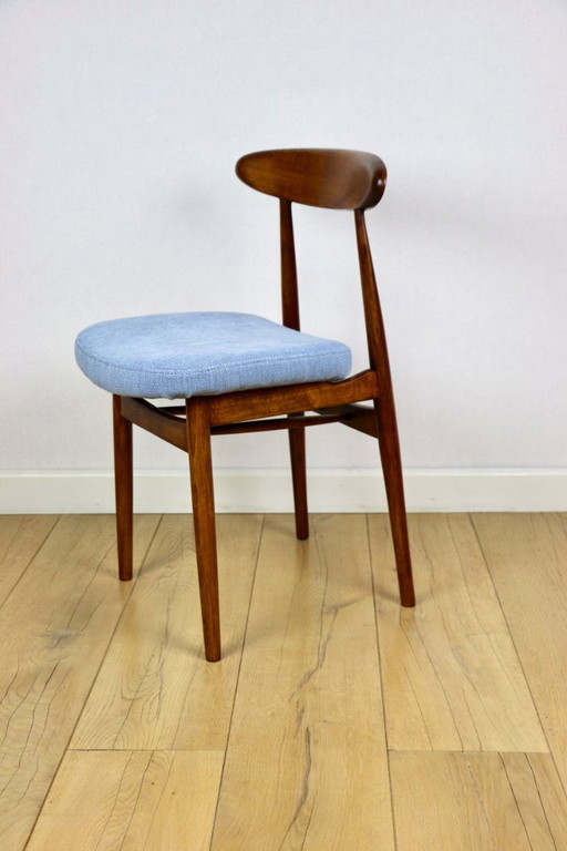 Silla vintage danesa azul - respaldo de madera