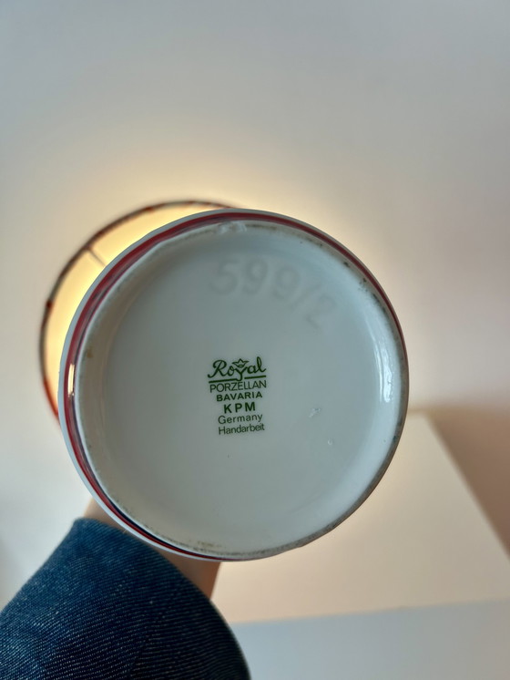 Image 1 of Draadloze tafellamp gemaakt van een vintage KPM-vaas - geschikt voor balkons