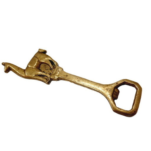 Vintage-Bierflaschenöffner aus Messing mit Lama am Griff