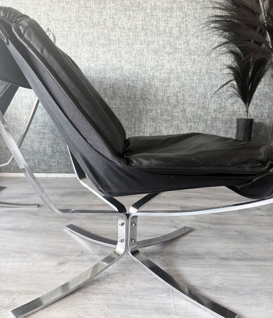 Image 1 of Vintage Falcon loungestoel – Sigurd Resell – Chroom