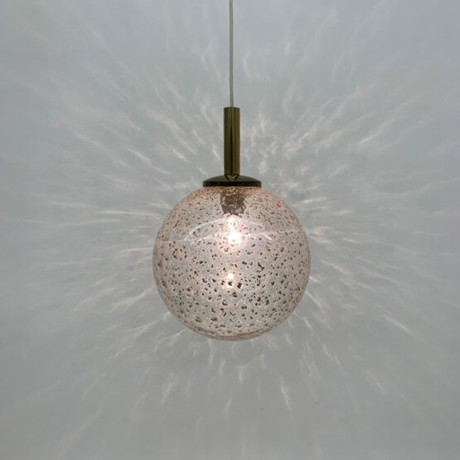 Suspension Globe en verre avec paillettes d'or - Mid Century - années 1970