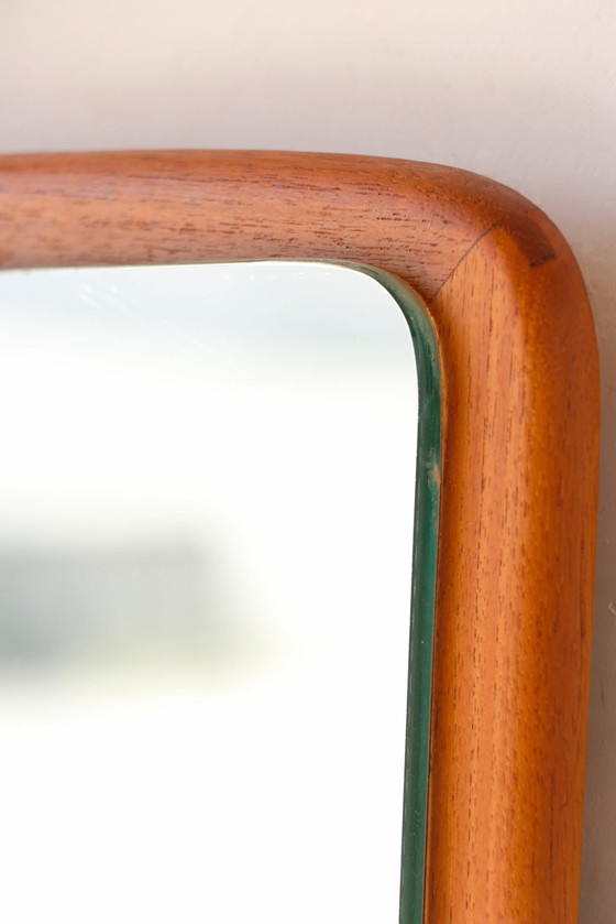 Image 1 of Vintage Teak Wall Mirror - Scandinavian Asymmetrical Design, 50s