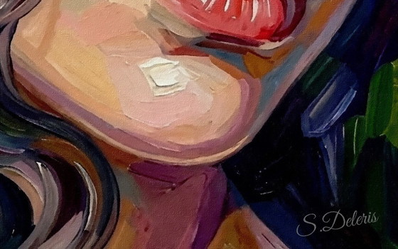 Image 1 of Impressionist painting on acrylic canvas "The Siamese Twins" / (80x80 cm)