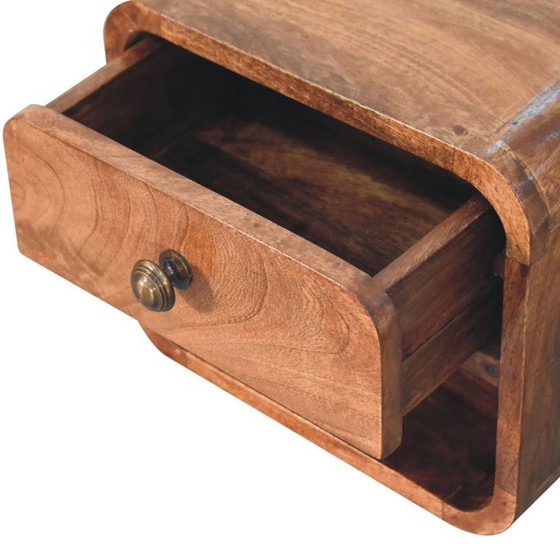 Mini comodino da parete in legno massello di mango con finitura caramello miele. – Artisan, Comodini, Wood (photo 7 of 10)
