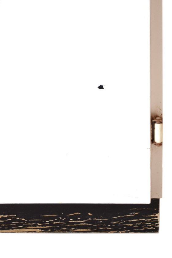 Low Formica cabinet, white with wooden top, W80xD45cmxH80.5cm – Metal (photo 9 of 10)