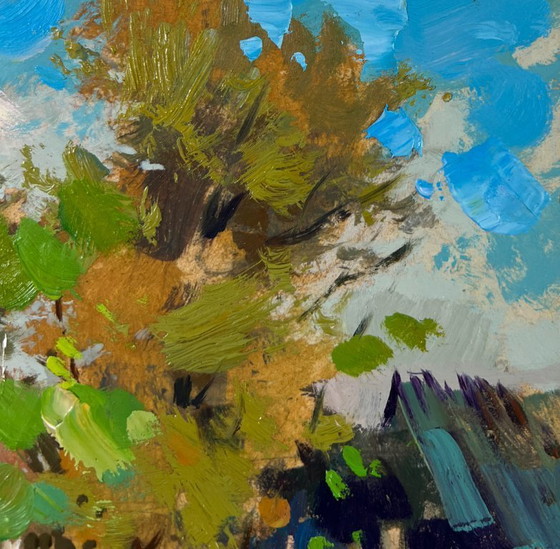 Image 1 of Original Oil Painting Summer Village Landscape Memories near the house