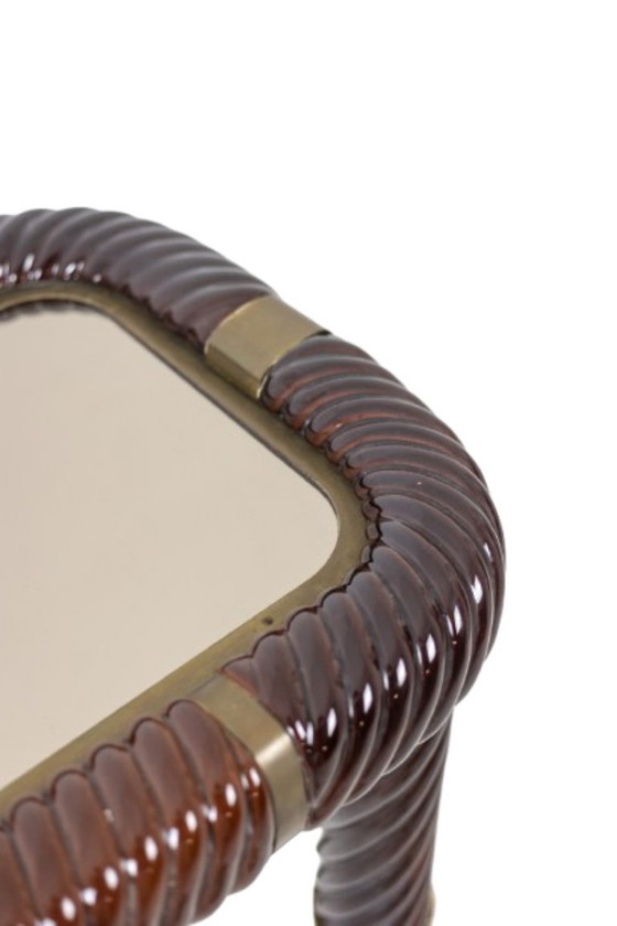 Image 1 of Tommaso Barbi. Keramische console met spiegelend blad. Italië, circa 1970