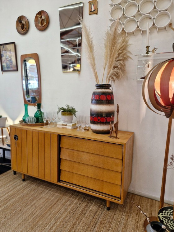 Image 1 of Sideboard sliding door and drawers with black handle 70s